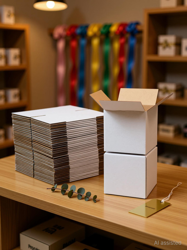 Prockage Corrugated Cardboard 4x4x4 inches White Corrugated Shipping Boxes, for Small Business, Gift, Ecommerce Packaging Box(Pack of 20 White)