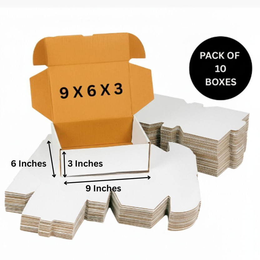 Akash Corrugated Cardboard 3 Ply Strong Box for E-commerce & Hampers, Online Sellers, Jewelry & Apparel Packaging Box(Pack of 10 White)