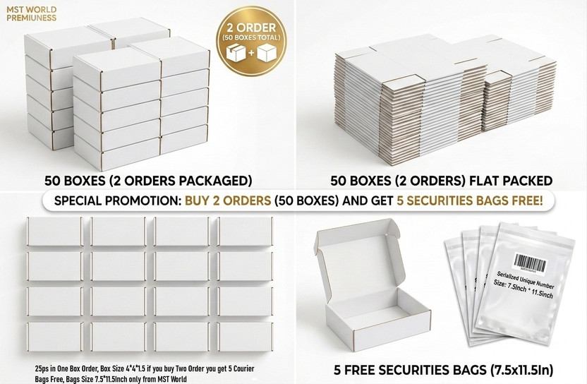 mstworldin Corrugated Cardboard, Craft Paper Jewelry,, Bangles,, Bracelet,, Watches, Ecommerce Box, Small Business Packaging Box(Pack of 25 White)