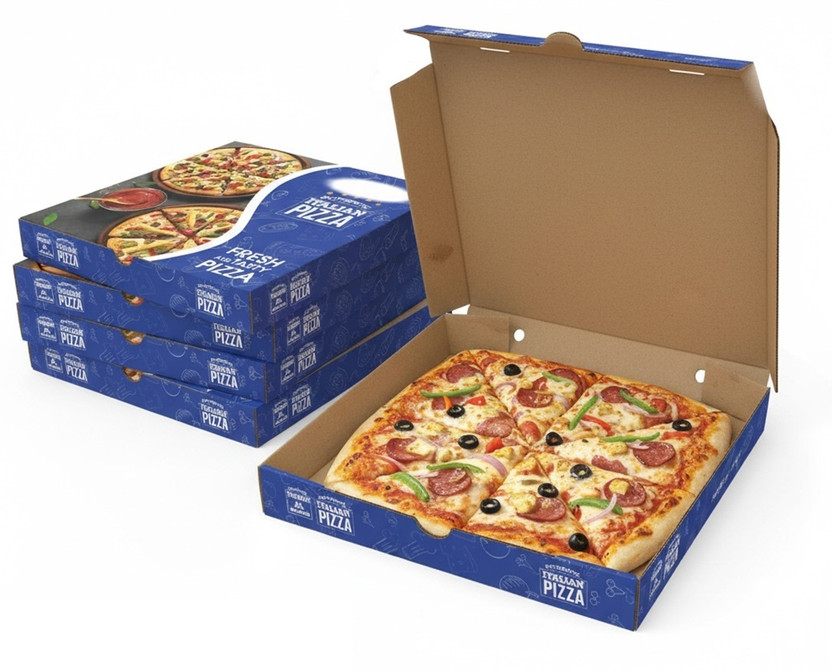 KHAANA PACKAGING Pizza Box Cardboard, Paper Pizza Box (9 inch) 3ply Corrugated pizza box size - 8.75X8.75X1.5'' inch Pizza Packaging Box(Pack of 25 Brown)