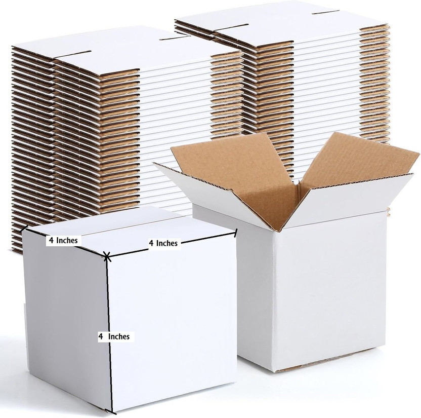 Prockage Prockage Corrugated Paper 3 Ply Pack of 20, 4x4x4 Inches White Gift or Hamper Packaging Box(Pack of 20 White) - Flipkart Deal