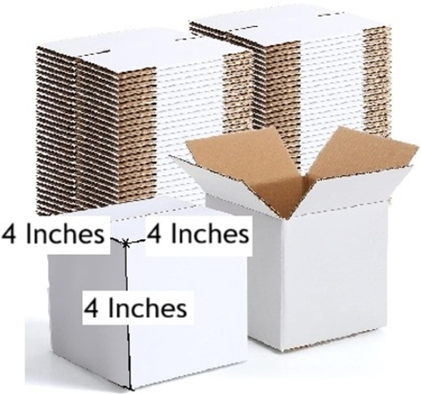 Prockage Corrugated Paper 3 Ply Pack of 20, 4x4x4 Inches White Gift or Hamper Packaging Box(Pack of 20 White)