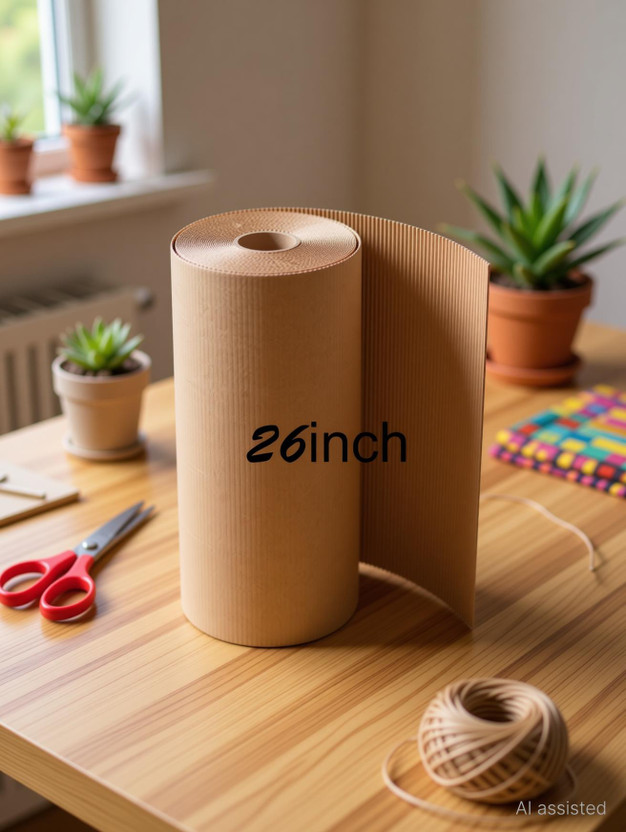 Shivarth Corrugated Cardboard Paper Roll Brown Paper for Packing and Crafting Roll Material Cardboard Roll 290 GSM ( 26 Inch x 5 Meter ) Packaging Box(Pack of 1 Brown)