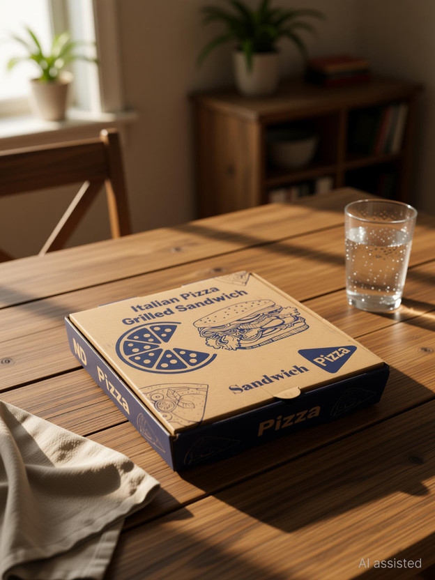 ND PACKAGING HOUSE Pizza Box Cardboard Packaging and transporting hot pizza; takeaway and delivery services. Packaging Box(Pack of 50 Multicolor)