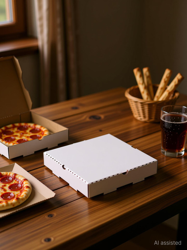 MALANI STORES Pizza Box Craft Paper 3ply corrugated white pizza box size:-7X7X1.5inch Packaging Box(Pack of 50 White)