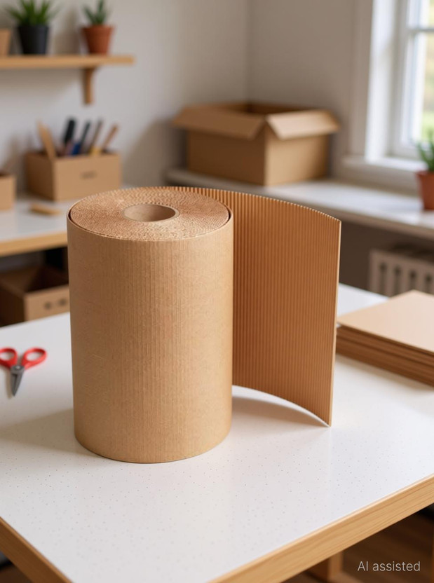 BonKaso Corrugated Paper Roll | Premium Eco-friendly 2 Ply Packaging Sheet (150/120 GSM) for Shipping & Packaging Box(Pack of 1 Brown)