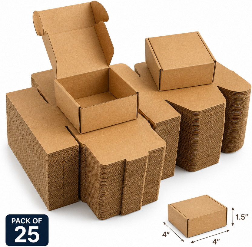 EBcorruvex Self-Locking Box Cardboard, Craft Paper, Paper E-commerce Packaging, Shipping, Courier Packaging, Jewellery Packaging Packaging Box(Pack of 25 Brown)