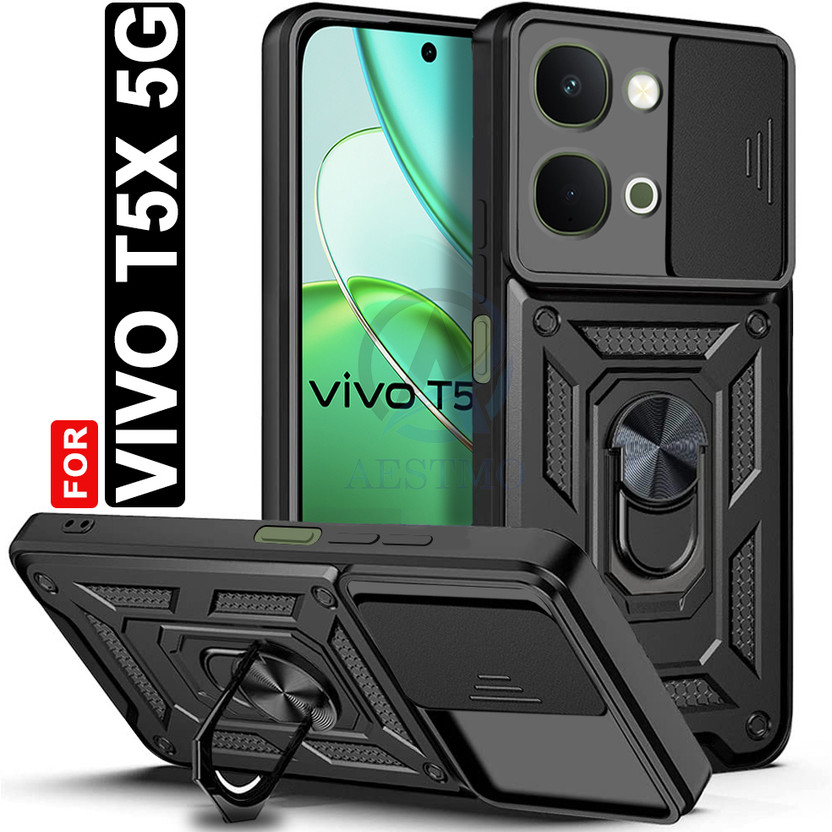 Vivo AESTMO Back Cover for Vivo T5X 5G(Black, Slider, Polycarbonate, Thermoplastic Polyurethane, Pack of: 1) - Flipkart Deal