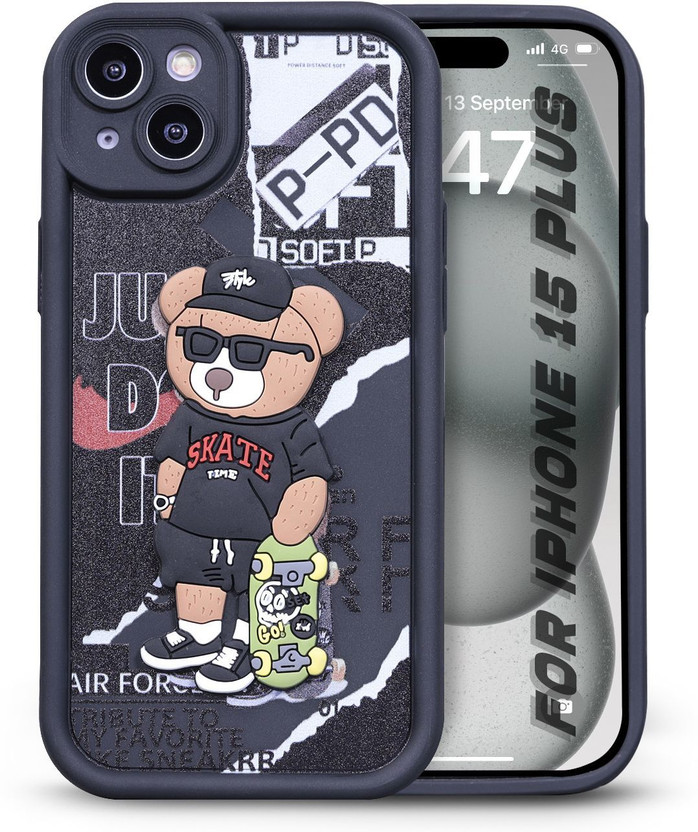 Enflamo Back Cover for Apple iPhone 15 Plus(Black, Camera Bump Protector, Silicon, Pack of: 1)