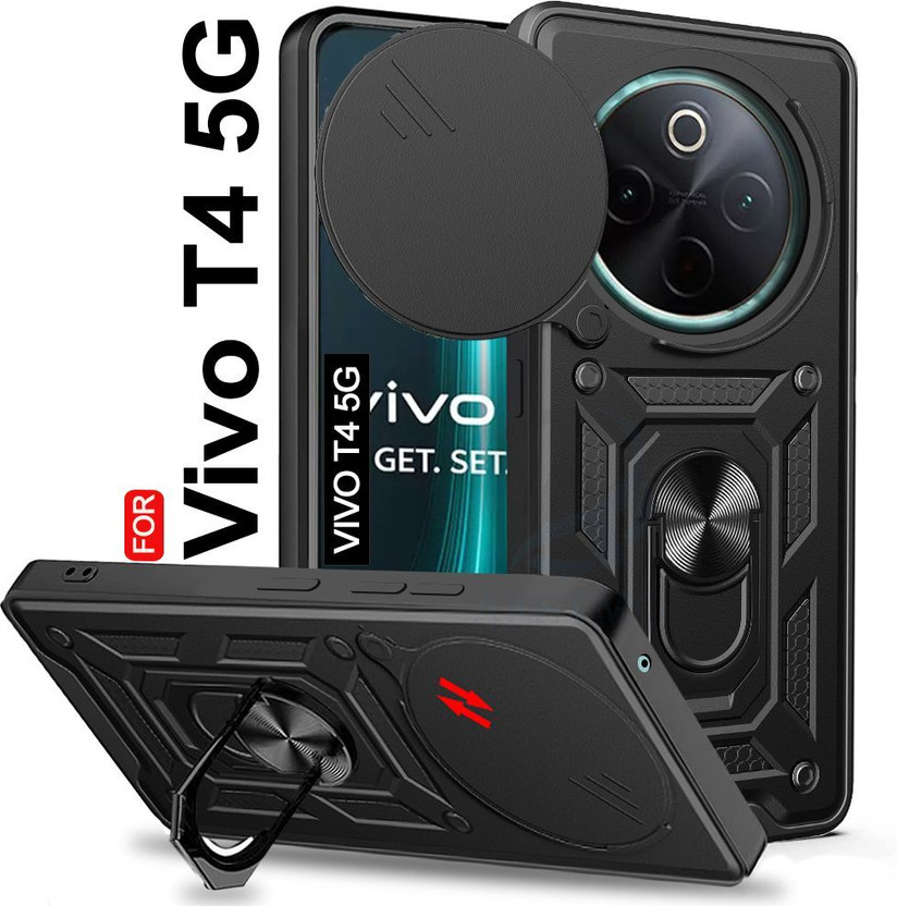 Vivo AESTMO Back Cover for vivo T4 5G(Black, Slider, Polycarbonate, Thermoplastic Polyurethane, Pack of: 1) - Flipkart Deal