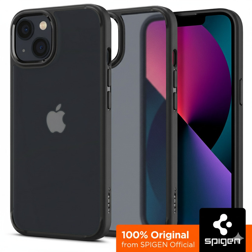 Spigen Ultra Hybrid Matte Back Cover for Apple iphone 15/14/13(Black, Flexible, Pack of: 1)