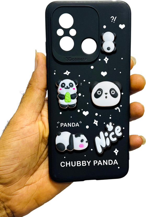 RM MOBILE ACCESSORIES Book Cover for Mi Redmi 12C, Panda Charm Cover(Black, Multicolor, Dual Protection, Rubber, Silicon, Pack of: 1)