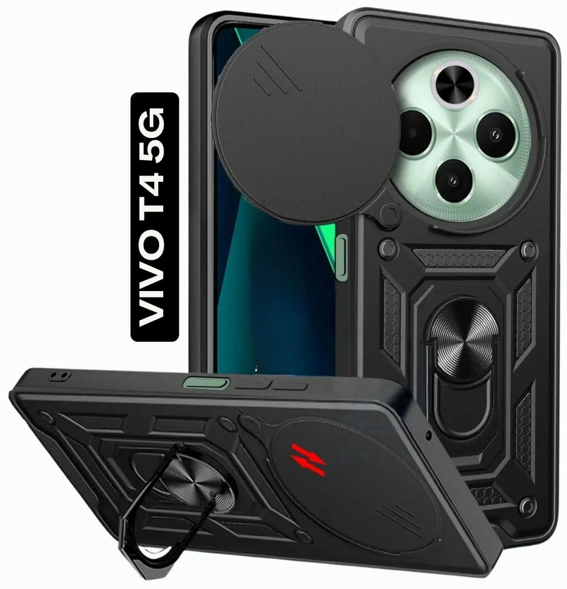 Fablue Back Cover for vivo T4 5G(Black, Rugged Armor, Fiber, Pack of: 1)