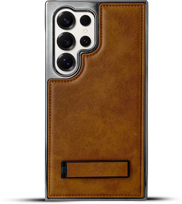 AnZEssentials Mart Back Cover for Samsung S24 Ultra Mobiles, Premium leather like finish TPU Materials Case(Brown, Stand, Pack of: 1)