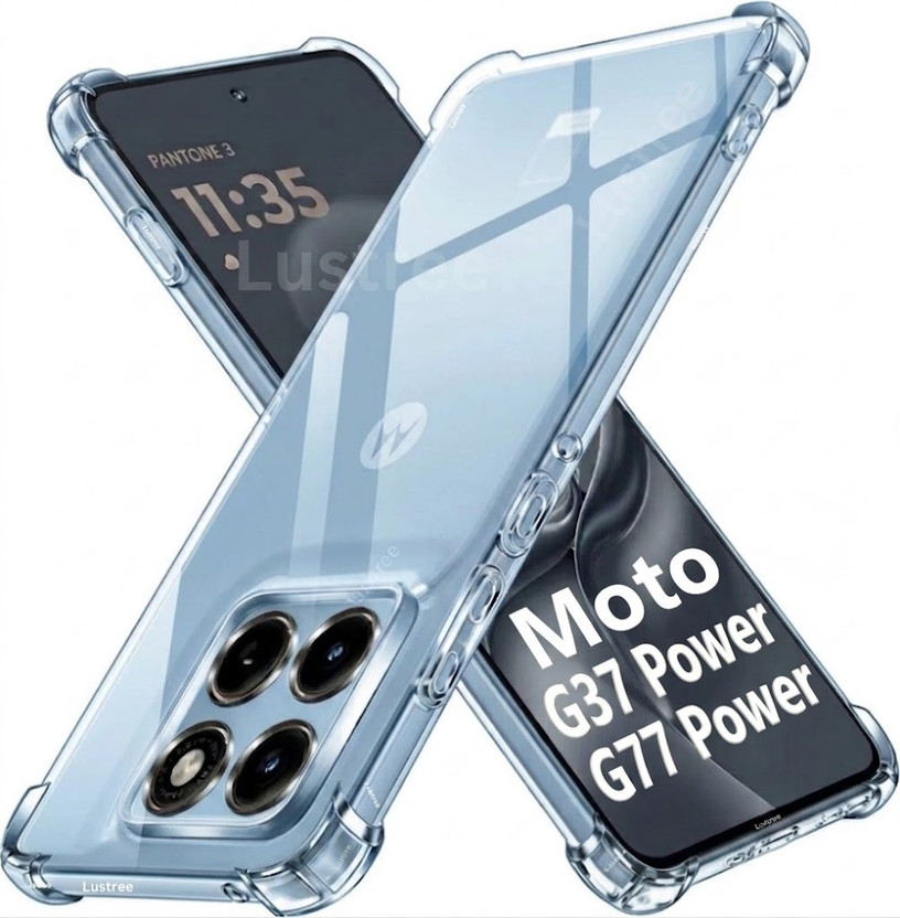 Lustree Back Cover for Motorola G37 Power 5G / Motorola G37 5G, Motorola G77 Power(Transparent, Shock Proof, Rubber, Pack of: 1)