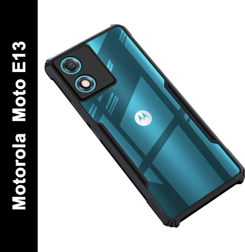 Micvir Back Cover for Motorola E13(Transparent, Black, Shock Proof, Polycarbonate, Pack of: 1)