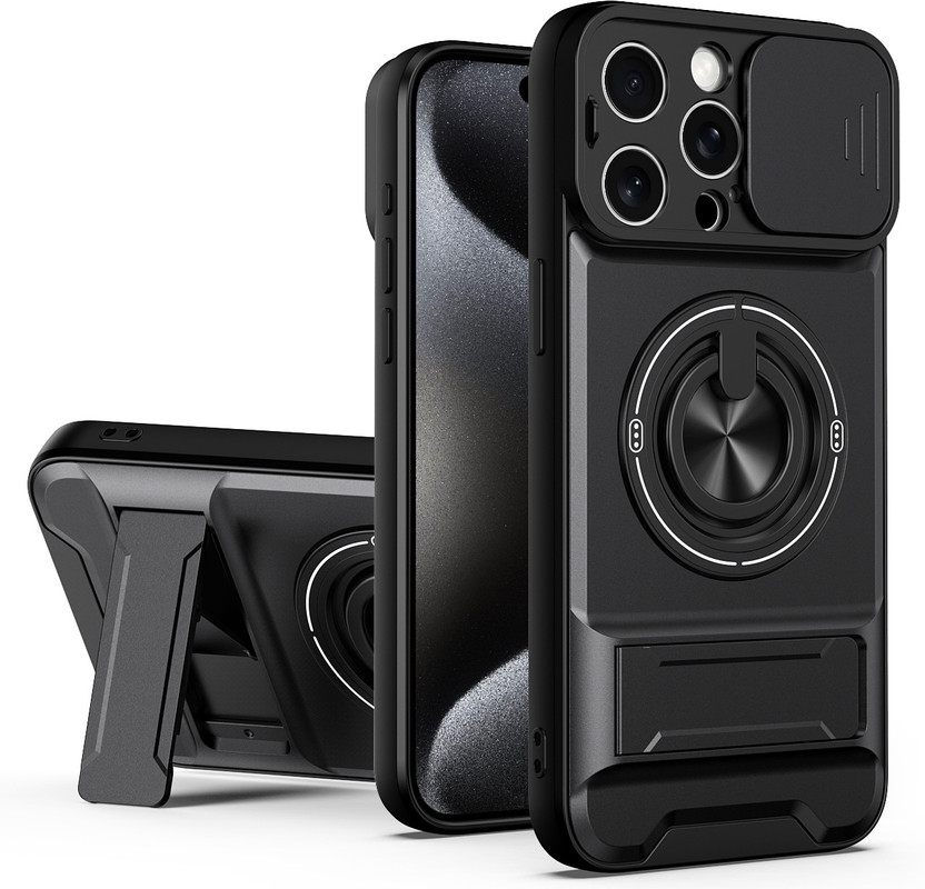 Cover Alive Back Cover for Apple iPhone 15 Pro Max(Black, Slider, Thermoplastic Polyurethane, Pack of: 1)