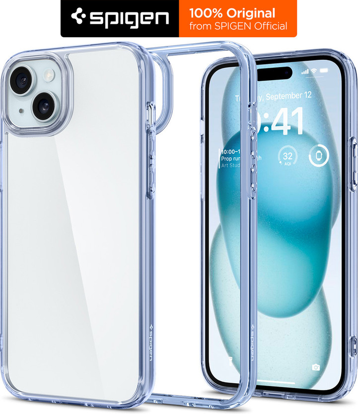 Spigen Ultra Hybrid Back Cover for Apple iPhone 15(Blue, Thermoplastic Polyurethane, Polycarbonate, Pack of: 1)