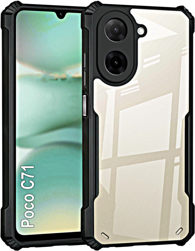 Doubledicestore Back Cover for POCO C71(Black, Shock Proof, Silicon, Pack of: 1)