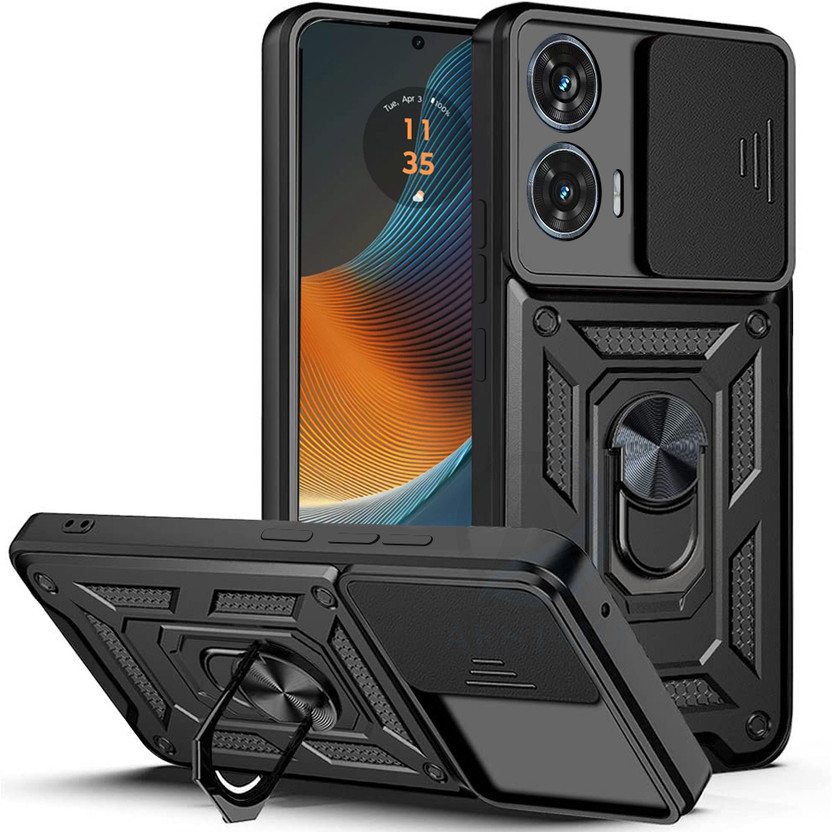 KaseMast Back Cover for Moto Edge 50 Fusion Shock Proof(Black, Slider, Pack of: 1)