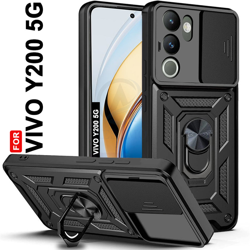 AESTMO Back Cover for Vivo Y200 5G(Black, Slider, Pack of: 1)