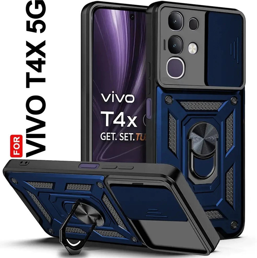 KaseMast Back Cover for vivo T4x 5G(Blue, Slider, Pack of: 1)