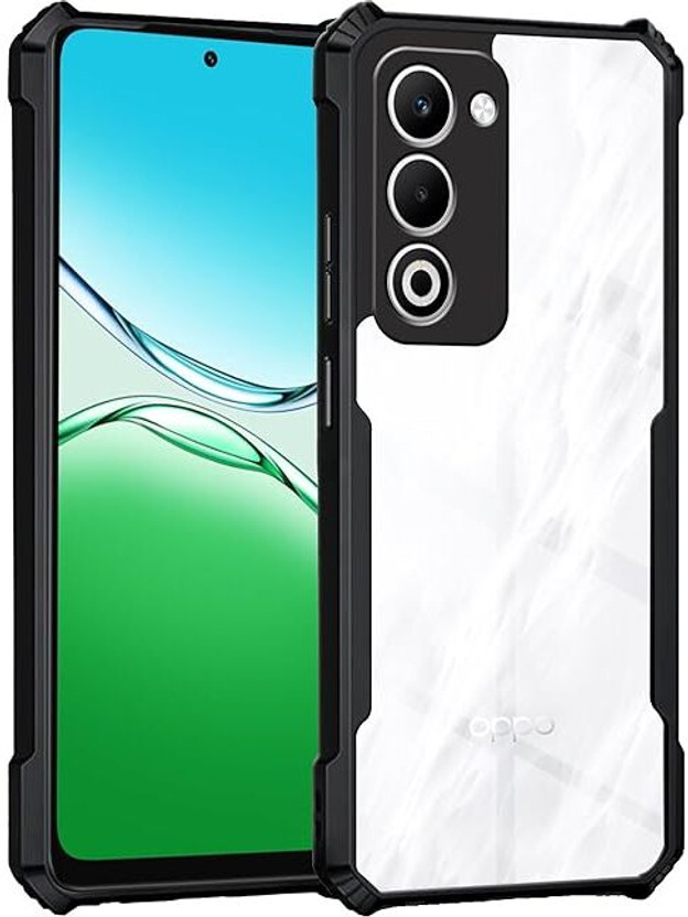ikram Back Cover for oppo A5 5G, 360 Degree Protection | Transparent Back Cover Case (PC & TPU, Black Bumper)(Transparent)