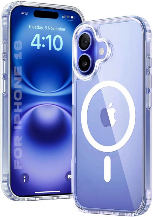 Doubledicestore Back Cover for iphone 16(Transparent, Magsafe, Thermoplastic Polyurethane, Pack of: 1)