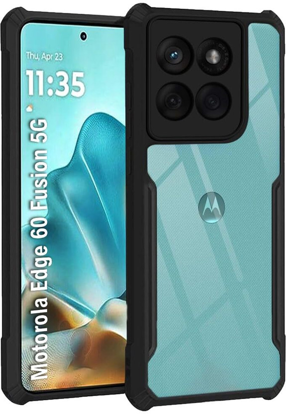 Doubledicestore Back Cover for MOTOROLA Edge 60 Fusion 5G(Black, Transparent, Camera Bump Protector, Pack of: 1)