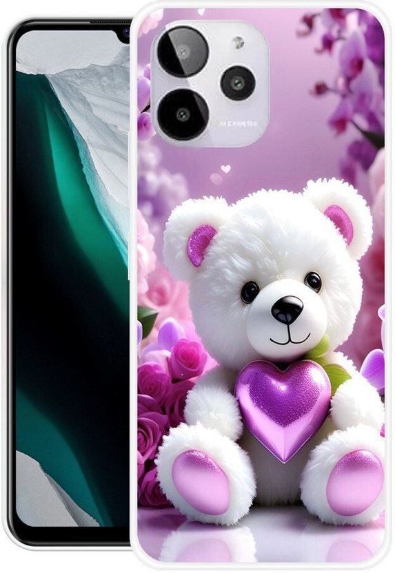 icusto Back Cover for LAVA YUVA 2 PRO, LZX408 For Her, cute teddy bear Printed Back Cover(Multicolor, Dual Protection, Silicon, Pack of: 1)