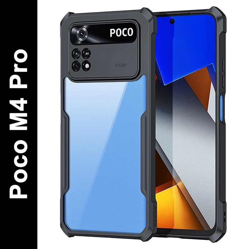 KWINE CASE Back Cover for Poco M4 Pro(Black, Transparent, Plastic, Pack of: 1)