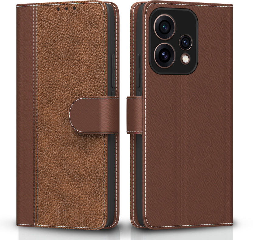 Pikkme Flip Cover for Oppo Reno 15 5G(Brown, Grip Case, Leather, Pack of: 1)