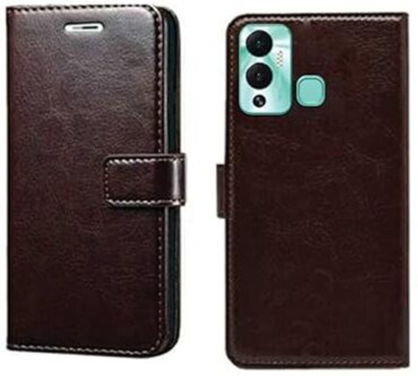 Asoft Business Flip Cover for infinix hot 12 play(Brown, Shock Proof, Artificial Leather)