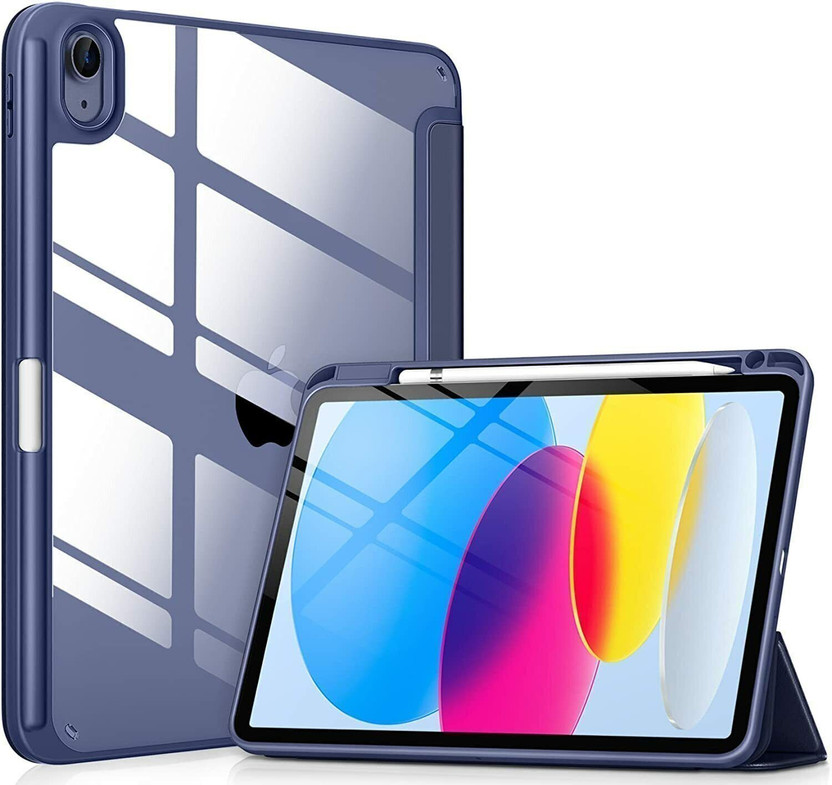 Proelite Flip Cover for Apple iPad (A16) 11th/10th Gen (2025/2022), Transparent case Cover with Pencil Holder(Blue, Hard Case, Artificial Leather, Pack of: 1)