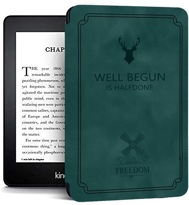Proelite Flip Cover for Kindle Paperwhite 12th Gen 7 inch Case, Smart Deer Flip case Cover(Green, Artificial Leather)