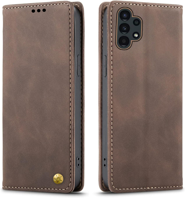 GoPerfect Flip Cover for Samsung Galaxy A73 5G | Premium Enhanced Design | Business Professional Most Liked Cover(Brown, Dual Protection, Rubber, Plastic, Pack of: 1)