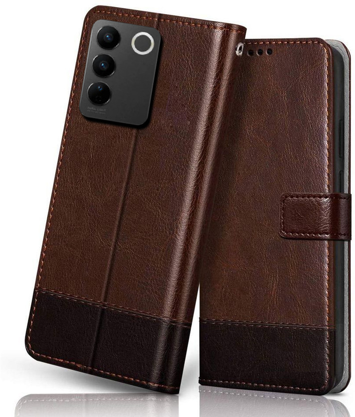 WINDMILL Flip Cover for Vivo V27(Brown, Cases with Holder, Pack of: 1)