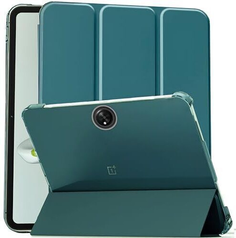 Proelite Flip Cover for OnePlus Pad Go 11.35" Case, Transparent Flip Case with Stylus, Support Auto Sleep Wake(Green, Hard Case, Artificial Leather)