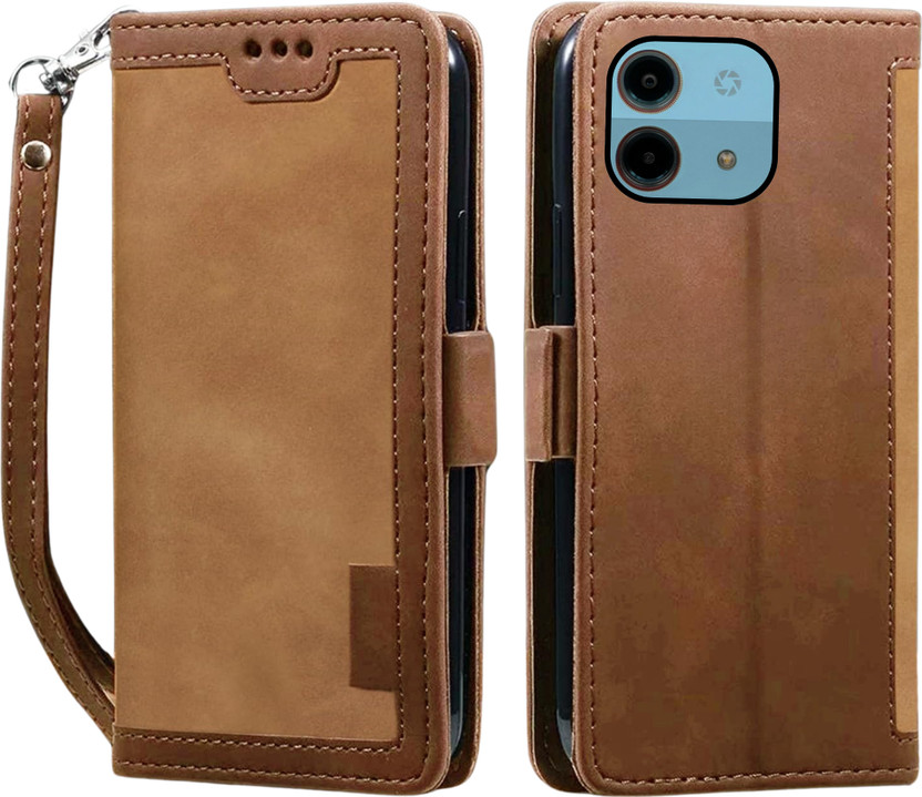 XSHIELD Front & Back Case for Ai Plus Nova 5G | Premium Business Series Wallet Flip Back Cover(Brown, Dual Protection, Rubber, Plastic, Pack of: 1)
