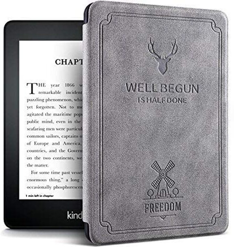 Proelite Flip Cover for Kindle Paperwhite 12th Gen 7 inch Case, Smart Deer Flip case Cover(Grey, Artificial Leather)