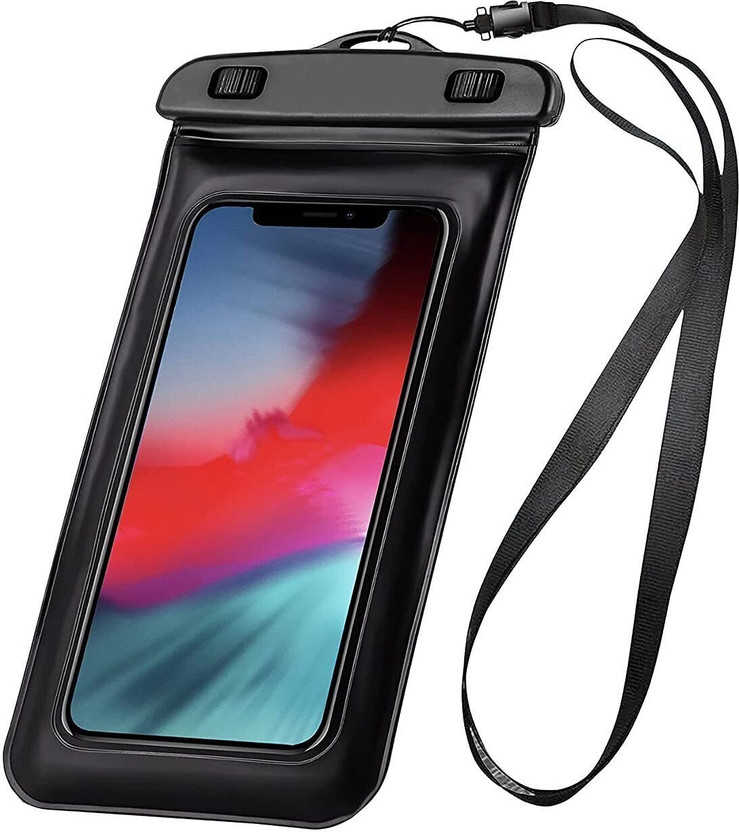 Onlyeasy Pouch for Mobile Waterproof Cover, Dust Protective Cover Bag, Mobile Rain Pouch(Black, Waterproof, Plastic, Pack of: 1)