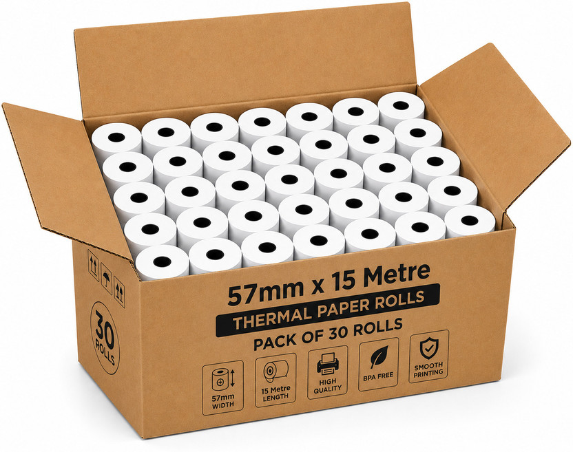 RawatThermal Thermal Printer Roll 2 Inch Ideal for Billing, POS Rolls Machine Pack Of 30 Thermal Cash Register Paper(57 mm x 15 meter)