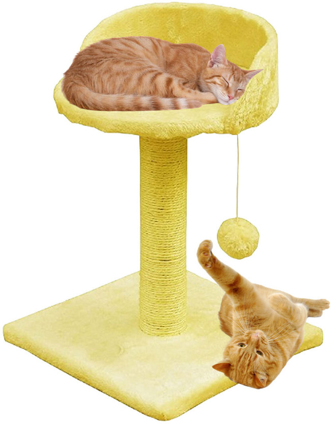 WUDYHOME WUDYHOME Premium Natural Jute Round Cat Tree With Hanging Balls Free Standing Cat Tree - Flipkart Deal