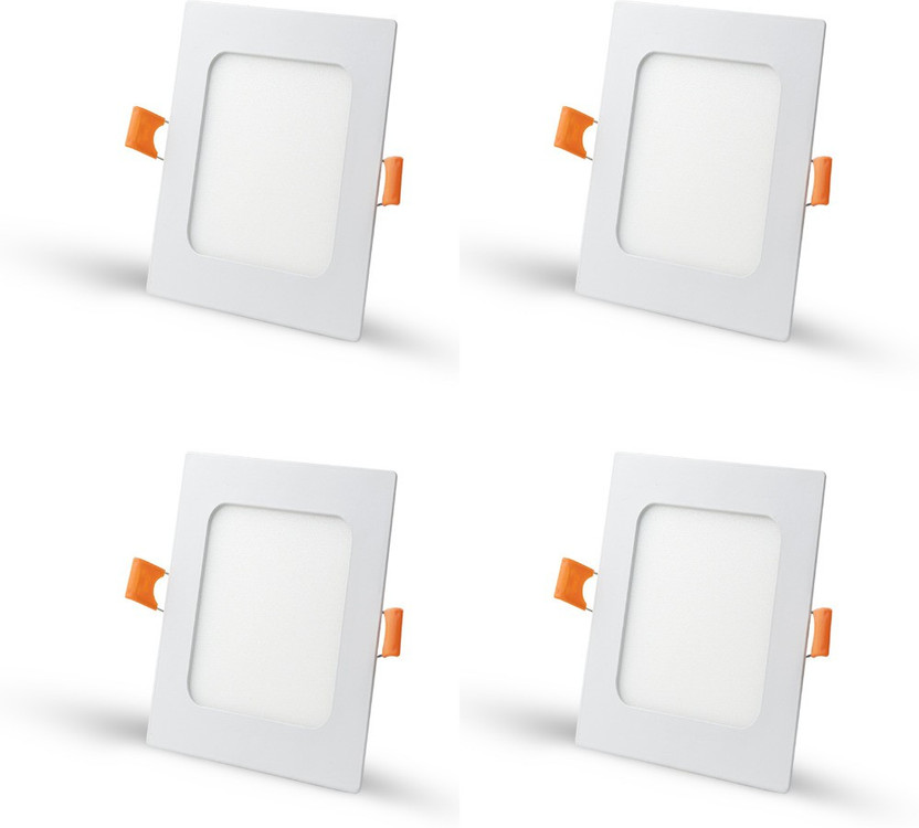 D'Mak 8 Watt LED Square False Ceiling Panel Light for POP (White, Pack of 04) Recessed Ceiling Light Ceiling Lamp(White)