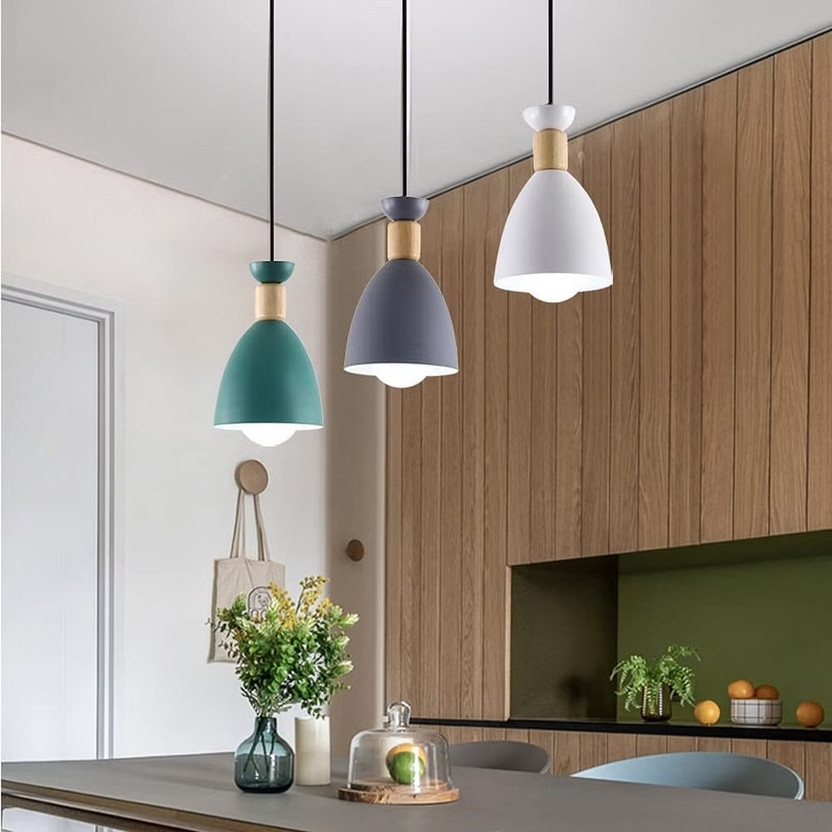 KINIS KIN-720 MIX (GN+WH+GR) Modern Cluster Pendant Lights Nordic Linear Cluster Light Chandelier Ceiling Lamp(Green, White, Grey)