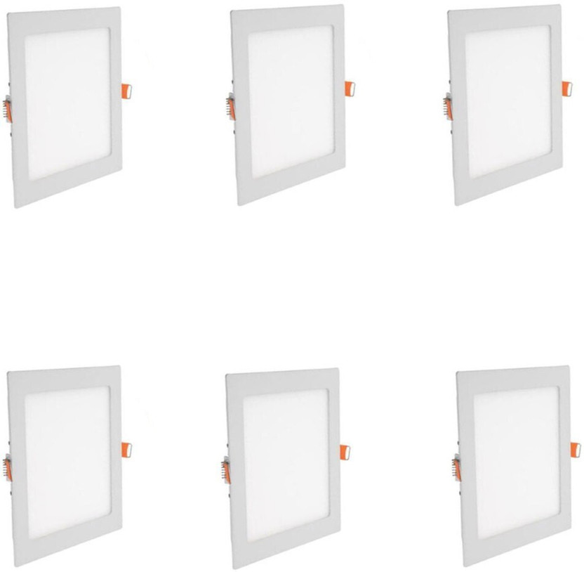 GALAXY 12 watt LED Square Slim Panel Light False Ceiling POP DownLight Indoor Light pack of 6 Recessed Ceiling Light Ceiling Lamp(White)
