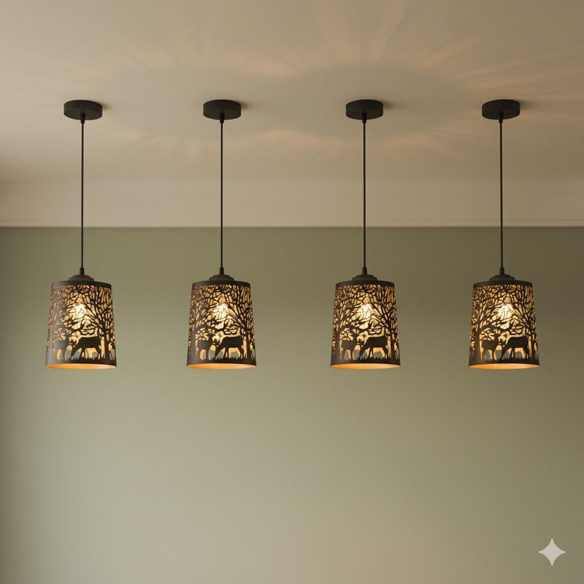 DECORLIA DECORLIA EMPORIO Combo of 4 Black Deer Look Hanging Pendant Lamp Ceiling Lamp(Black) - Flipkart Deal