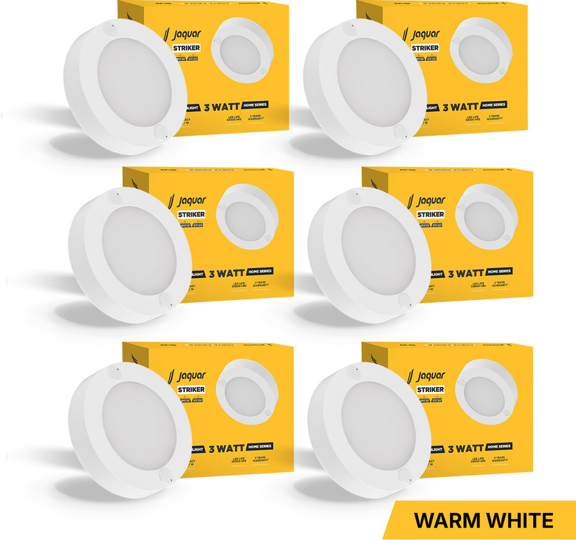 Jaquar Mini Striker 3W Warm Round Surface (Pack of 6) Ceiling Light Ceiling Lamp(White)