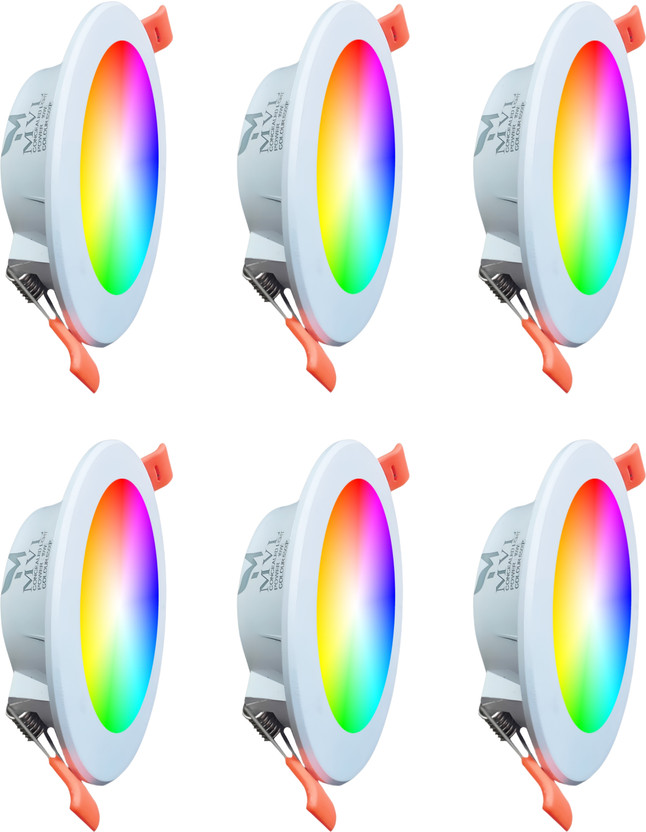 MVL Maxa 10-Watts 7-in-1 Round Led Conceal Down Pack of 6 Ceiling Light Ceiling Lamp(Multicolor)