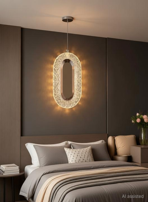 Areezo Black LED Crystal Designer Cutting Pendant Light for Home (Pack of 1) Pendant Lamp Ceiling Lamp(Gold)
